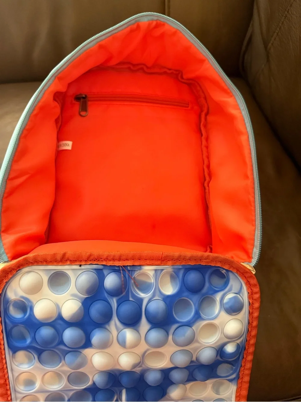 Light Blue Pop-It Sensory Backpack with Blue-White Bubble Panel